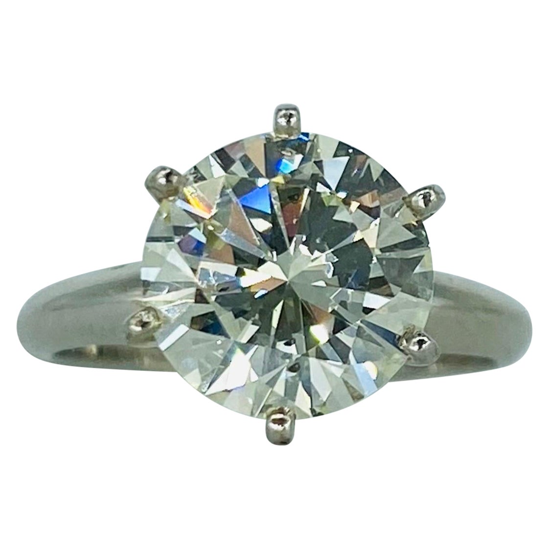 GIA Certified 3 Carat Round Diamond Solitaire Ring 18k White Gold