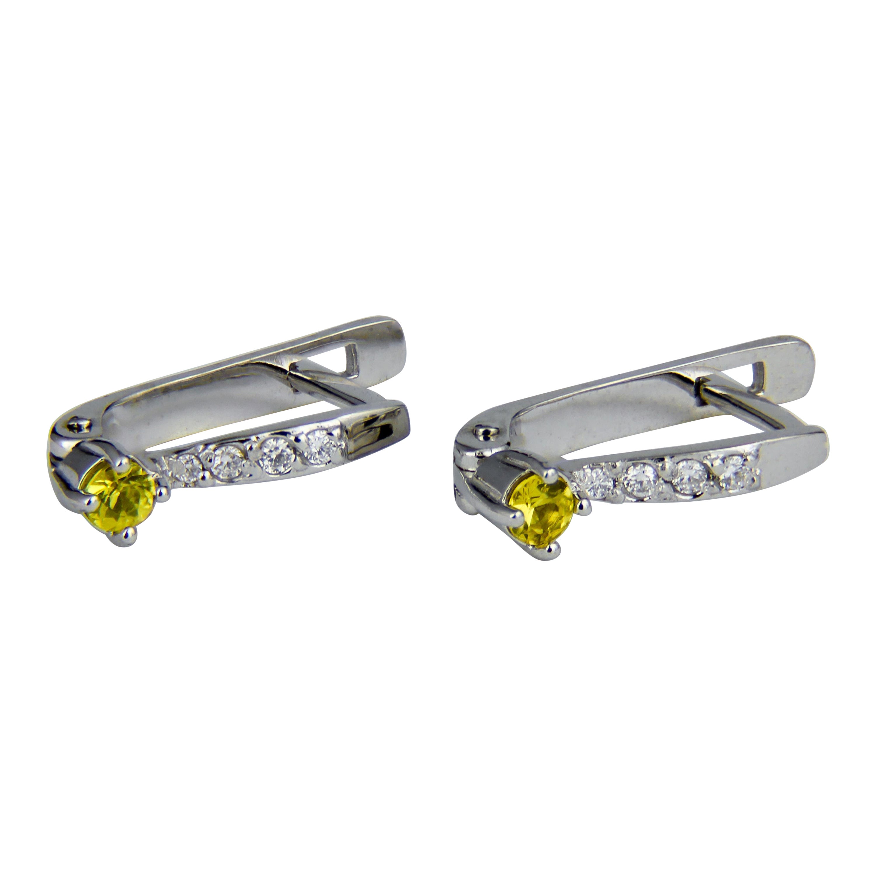 Pendientes Zafiro Oro 14k, Pendientes Diminuto Zafiro Amarillo