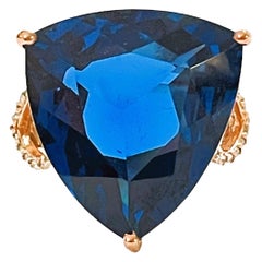 New African IF 22.2 Ct Intense Swiss Topaz & Sapphire RGold Plated Sterling Ring