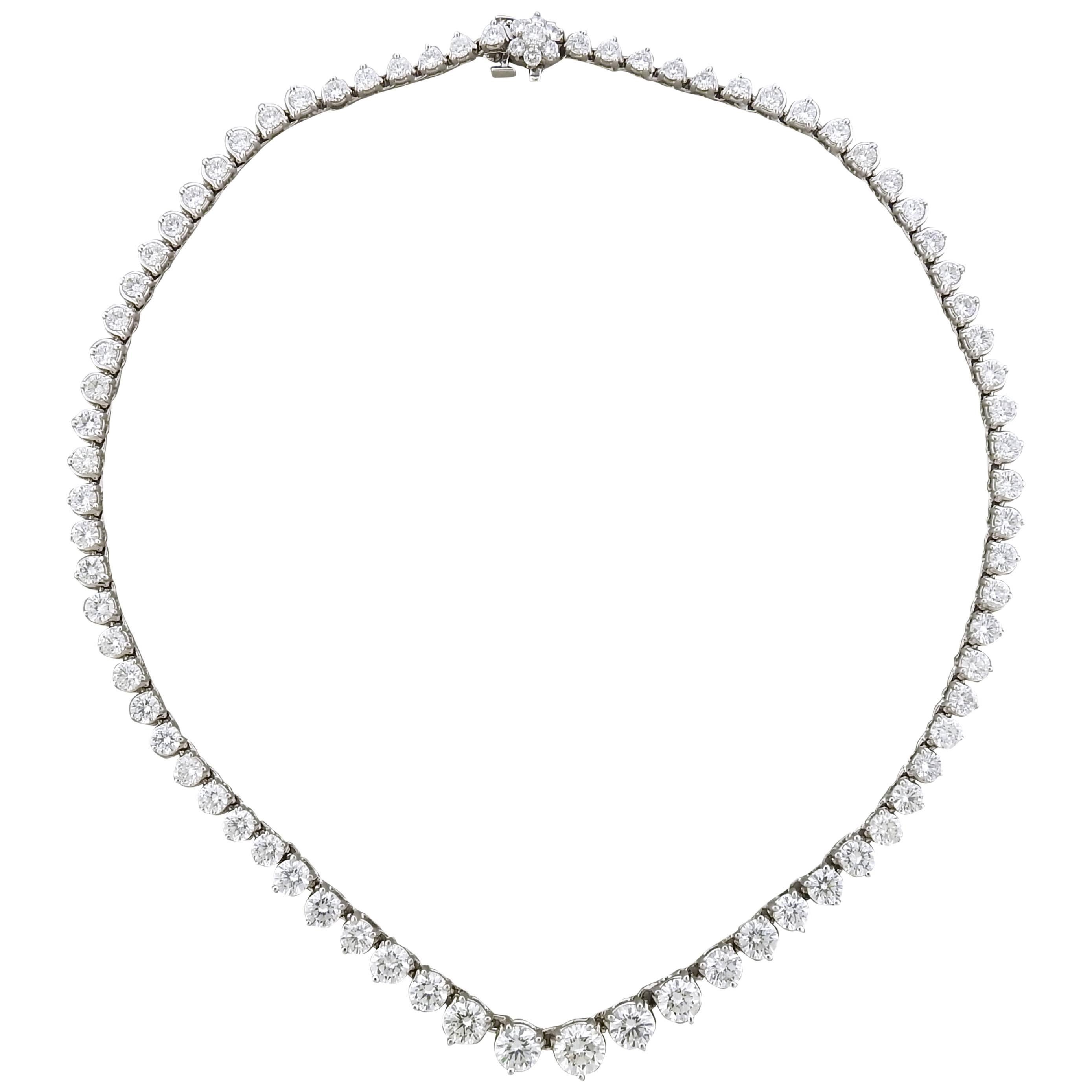 Exquisite 20.21 Carats Diamonds Gold Riviere Necklace 