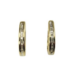 14 Karat Yellow Gold and Diamond Hoop Earrings