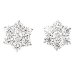18ct White Gold 2.65ct Brilliant Cut Diamond Daisy Cluster Earrings