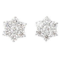 18ct White Gold 2.65ct Brilliant Cut Diamond Daisy Cluster Earrings