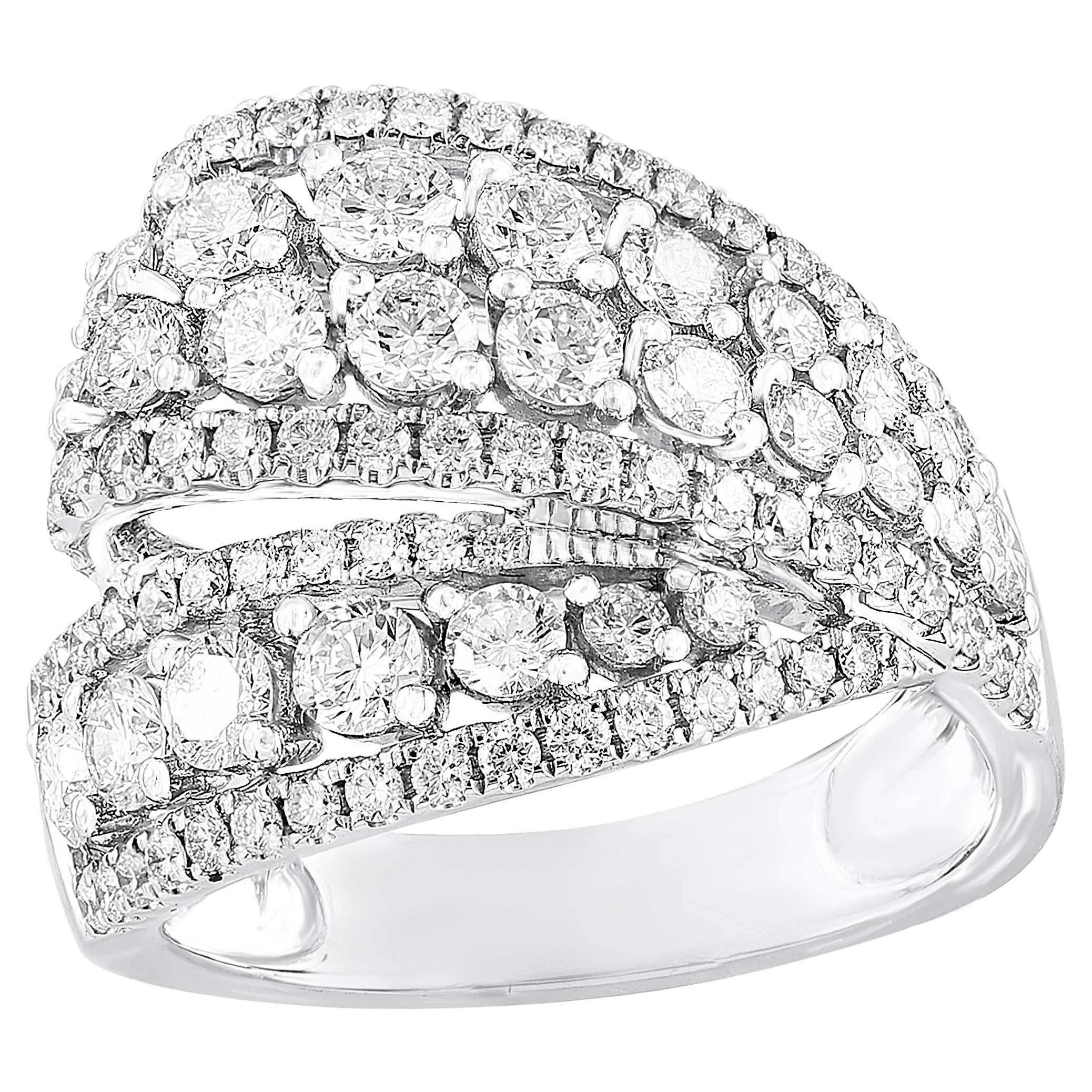 11.93 Carat Brilliant Round Cut Cluster Design Diamond Cocktail Ring in 18K