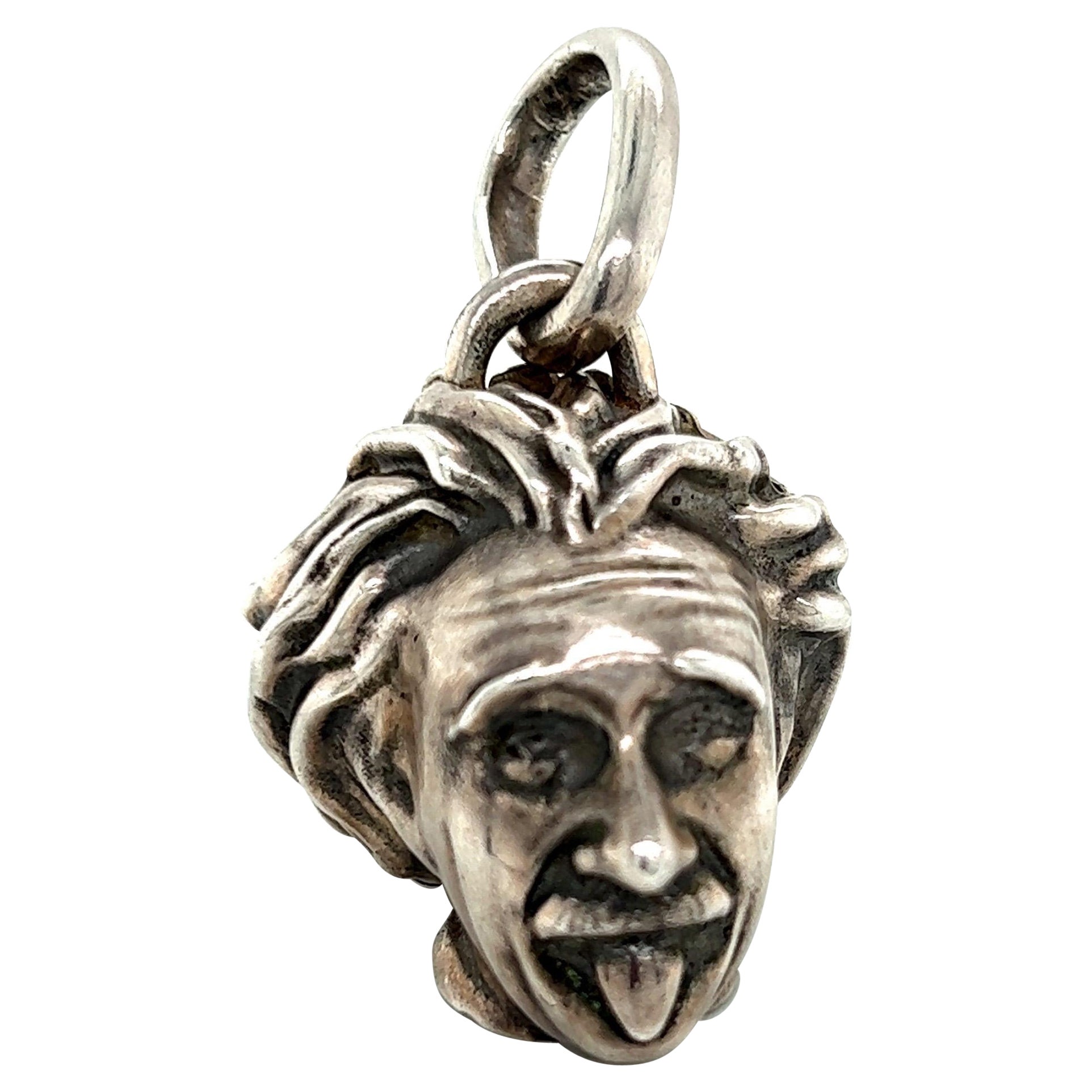 Sterling Silver "Albert Einstein" Key Ring/Pill Box/Pendant For Sale