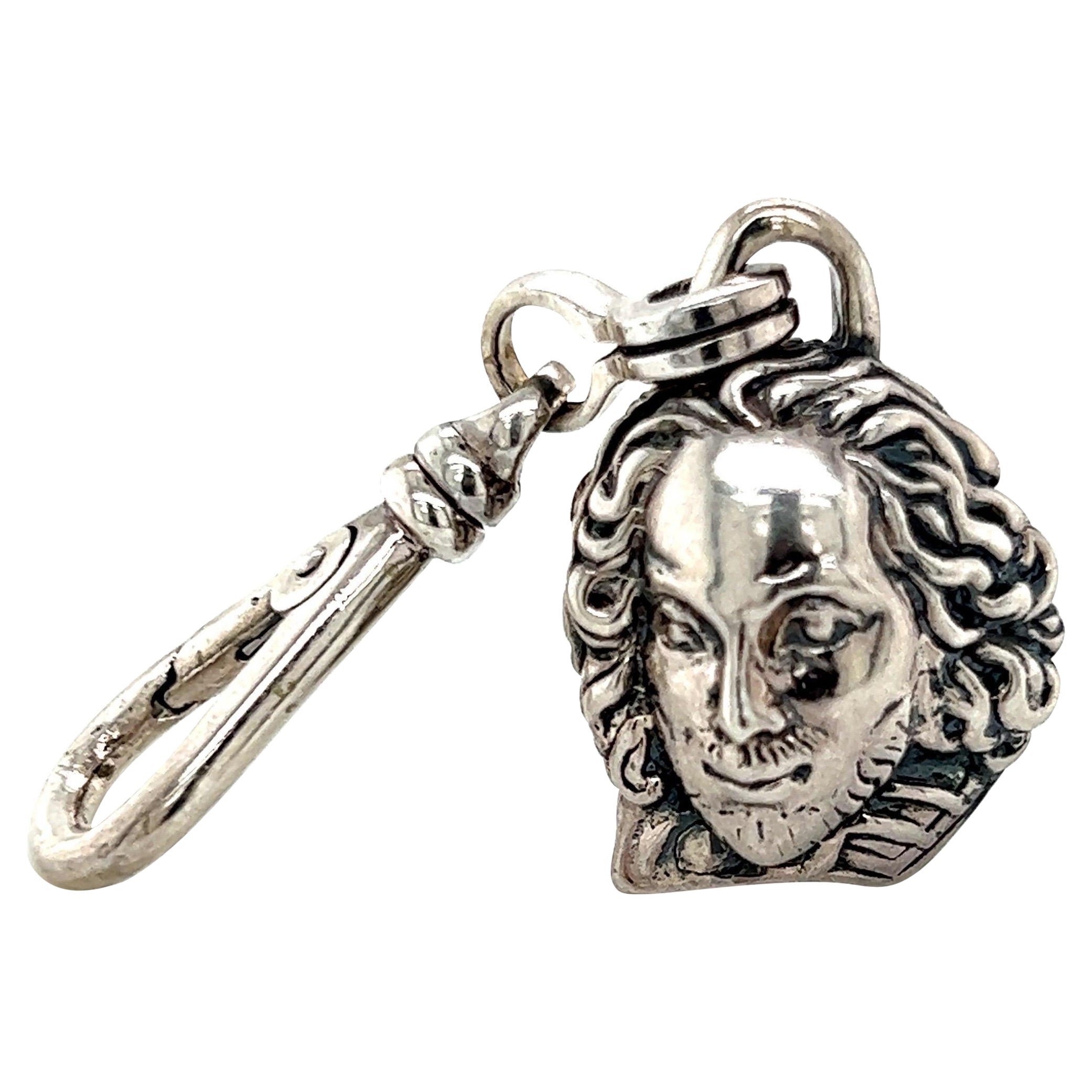 Sterling Silver "Young Willie" William Shakespeare Key Ring / Pill Box / Pendant For Sale