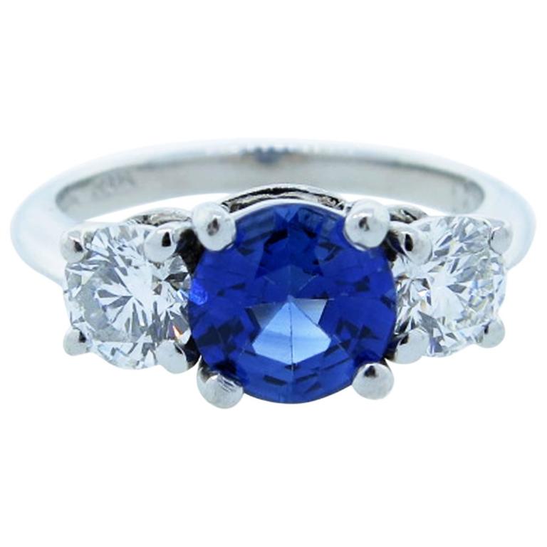 Tiffany and Co. Scintillating Sapphire Diamond Platinum Ring at 1stDibs