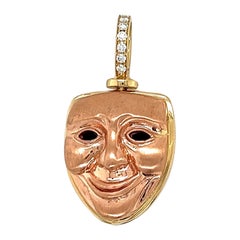 Dramatischer/Tragedy/Comedy 14k Roségold-Anhänger mit drehbarem Diamantschliff