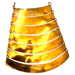 Used Robert Lee Morris Slatted Brass Body Armor Bib Necklace