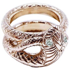 White Diamond Snake Ring Gold Vermeil Victorian Style Cocktail Ring J Dauphin