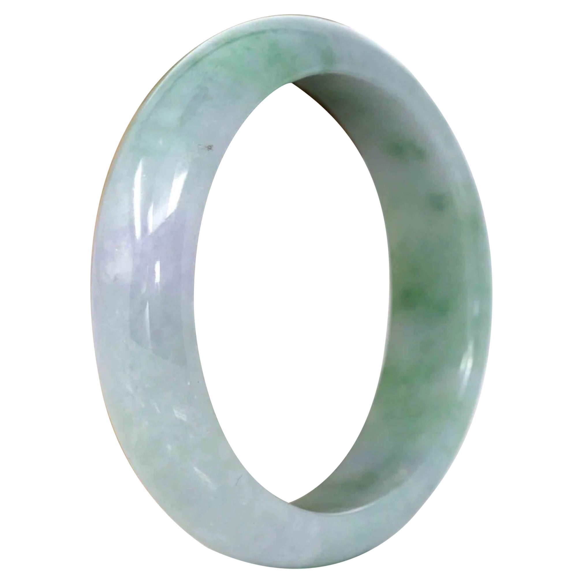 Bracelet jonc véritable en jadéite de Birmanie vert lavande (54,66 mm) #564