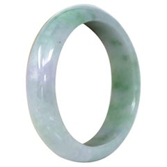 Used Genuine Burmese Lavender Green Jadeite Jade Bangle Bracelet #564