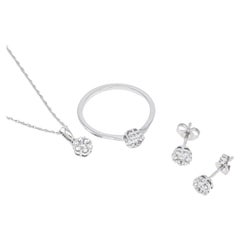 Used Natural Diamond Set 1.04 cts 18KT White Gold Diamond Bridal Jewelry Set S01217