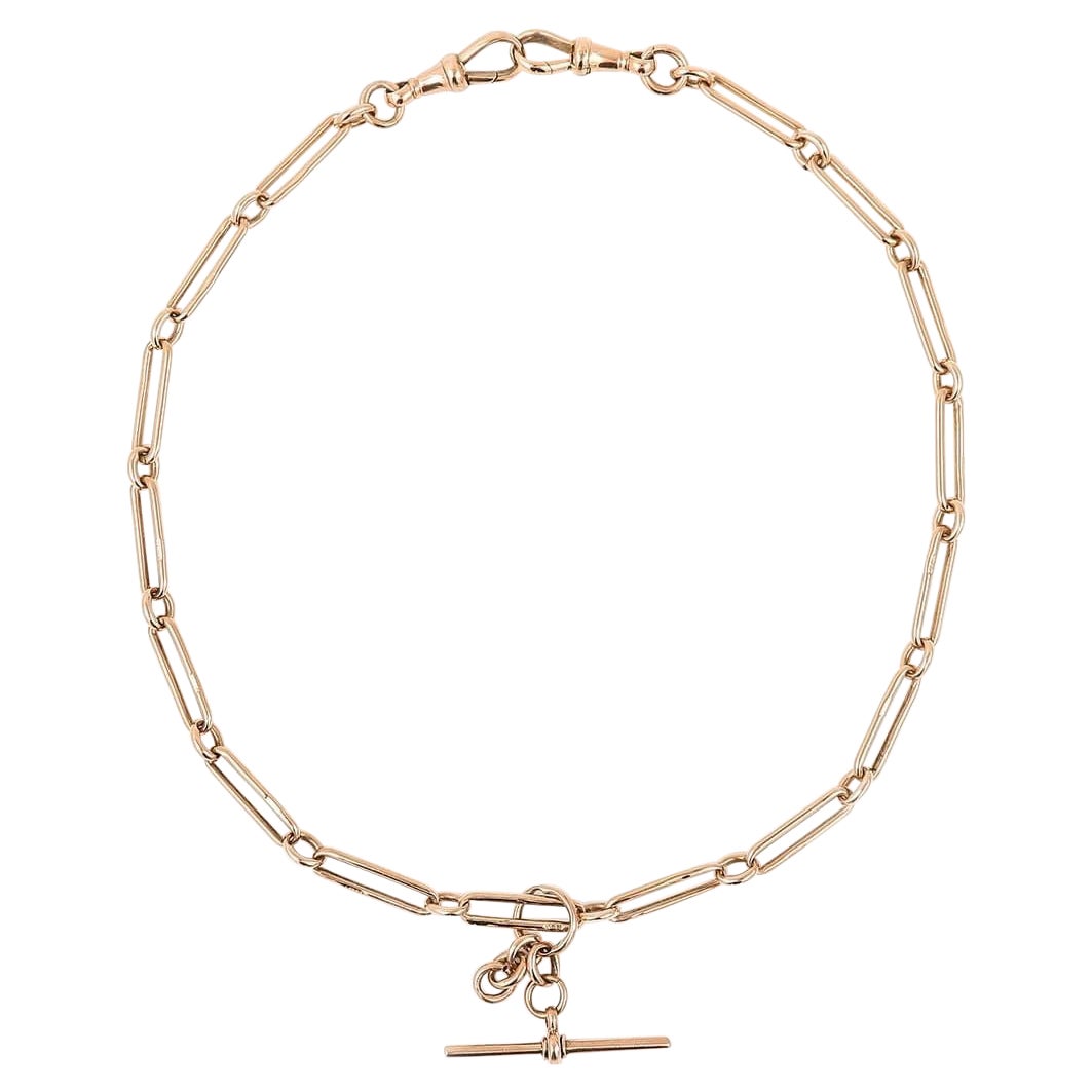 Early 20th Century 9 ct Rose Gold Trombone Link Albert Watch Chain