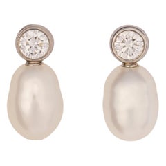 Elsa Peretti for Tiffany & Co. Diamond and Keshi Pearl Earrings