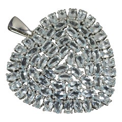 Ciondolo a forma di cuore in argento sterling e acquamarina Mammut da 14,19 carati