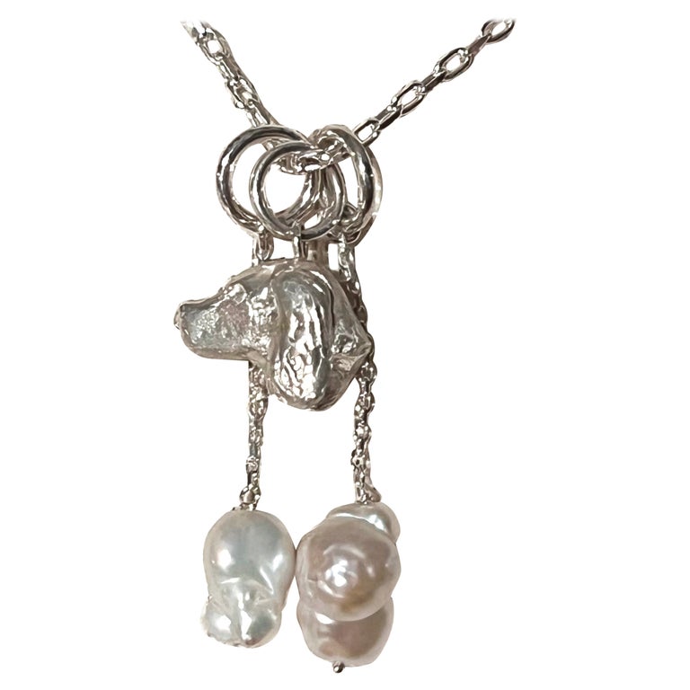 Paul Eaton Sculpted Spaniel Dog Head Pendant with One or Two Pearl