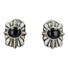 Stephen Lagos Sterling Silver Onyx Earrings with Gold Beading