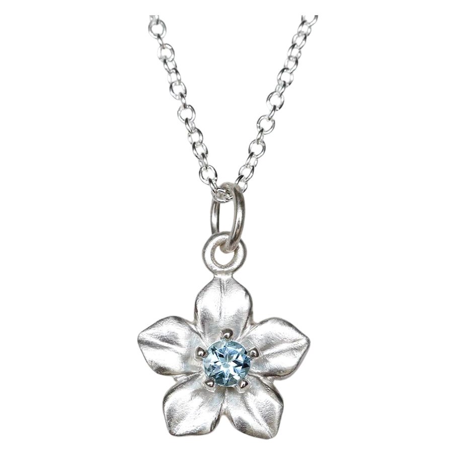 Big Forget Me Not Necklace/ Aquamarine For Sale