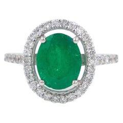 Vintage Emerald Diamonds White Gold Ring