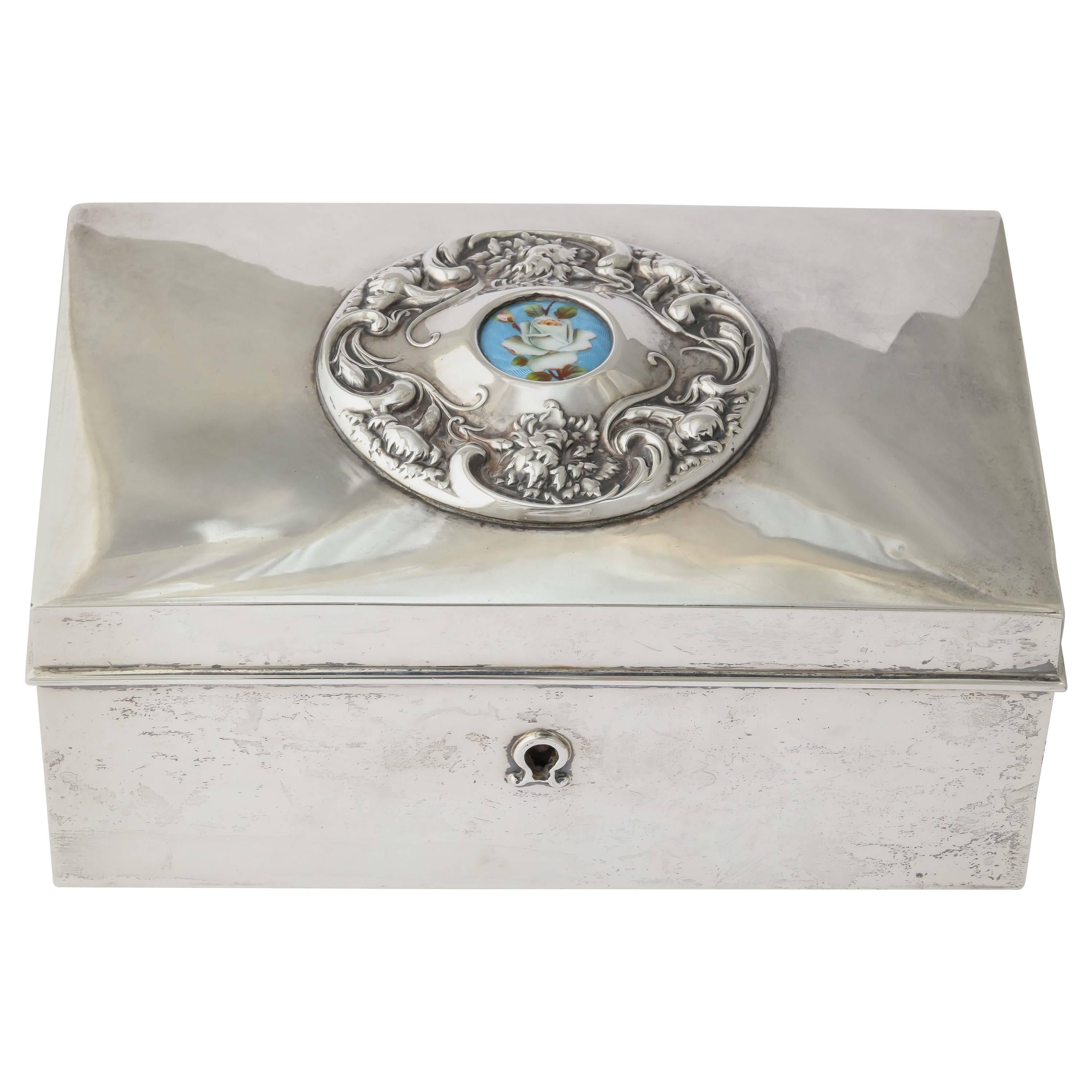 Amerikanische Liebesbriefbox aus Silber des 19. Jahrhunderts von Meriden-Brittania