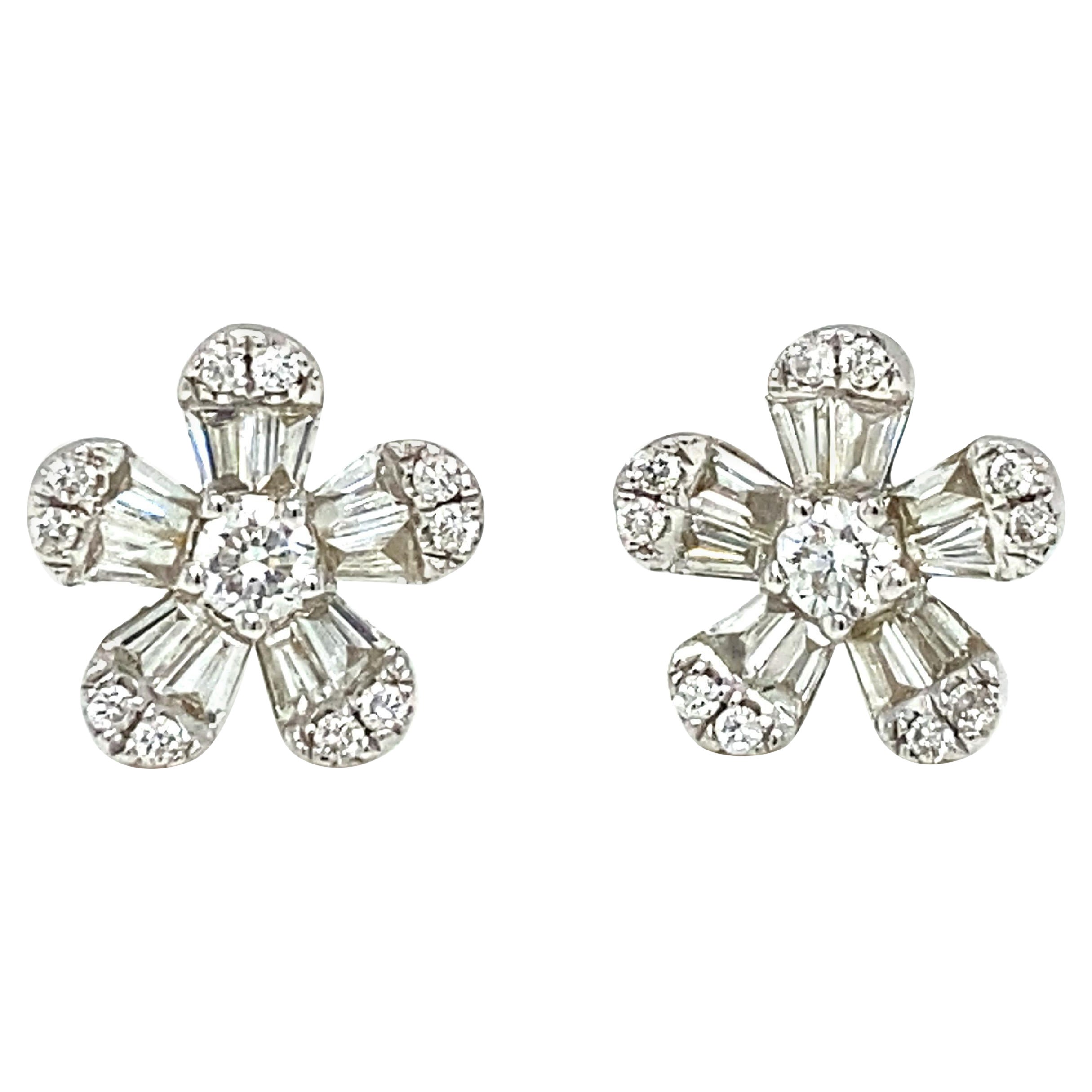 Edwardian Diamond Flower Stud Earrings at 1stDibs edwardian diamond