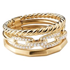 David Yurman Stax Narrow Ring with Diamonds in 18K Gold