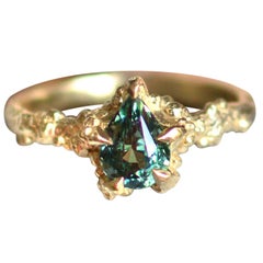 Solid 18 Carat Gold Sunken Treasure Sapphire Ring by Lucy Stopes-Roe