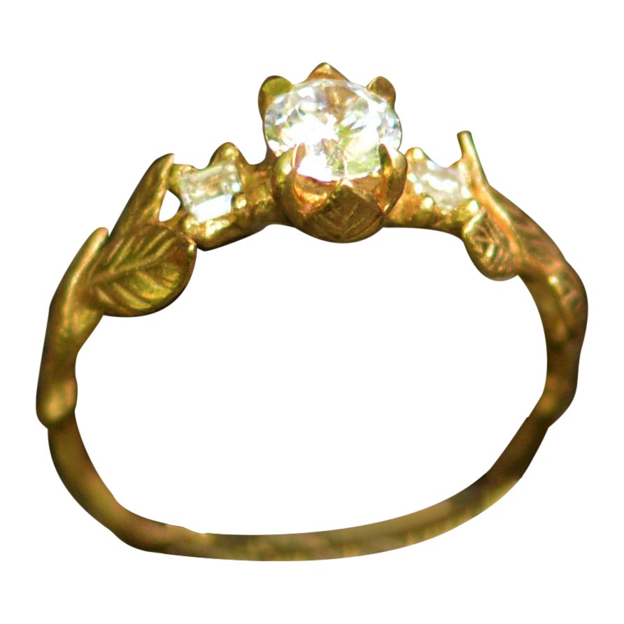 Solid 18 Carat Gold Woodland Diamond Ring by Lucy Stopes-Roe For Sale