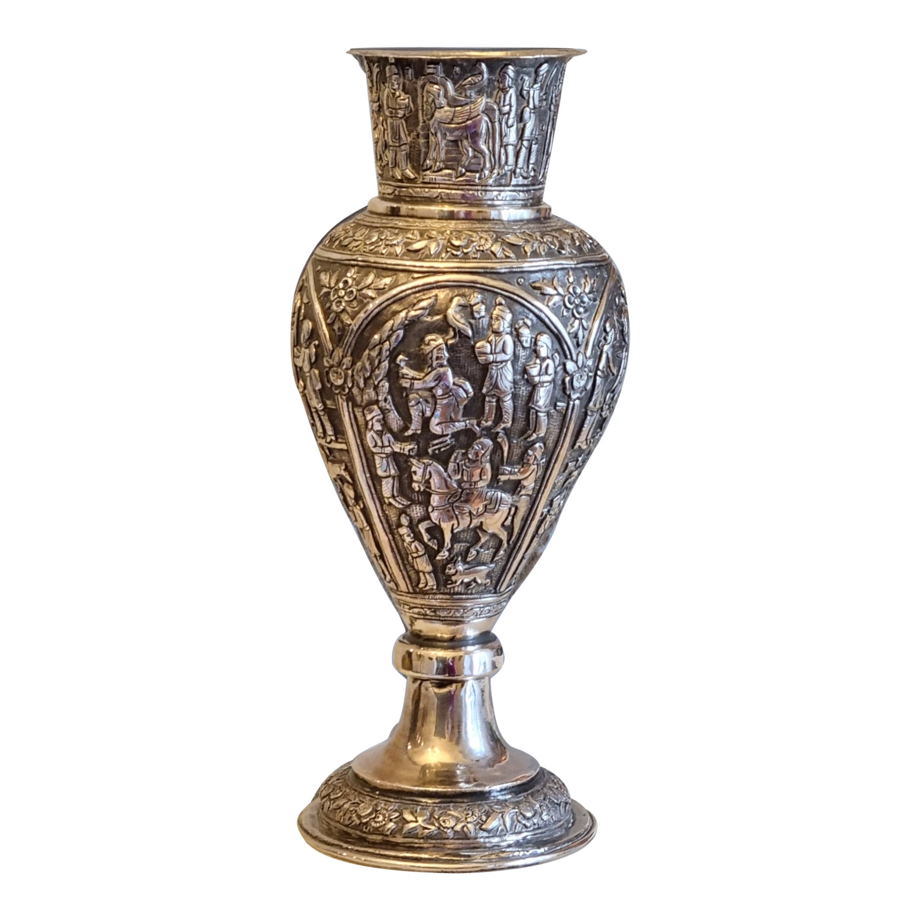 Antique Persian Zoroastrian Parsi Parsee "Muktad" Silver Vase, 1900 For Sale