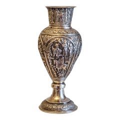 Vintage Persian Zoroastrian Parsi Parsee "Muktad" Silver Vase, 1900