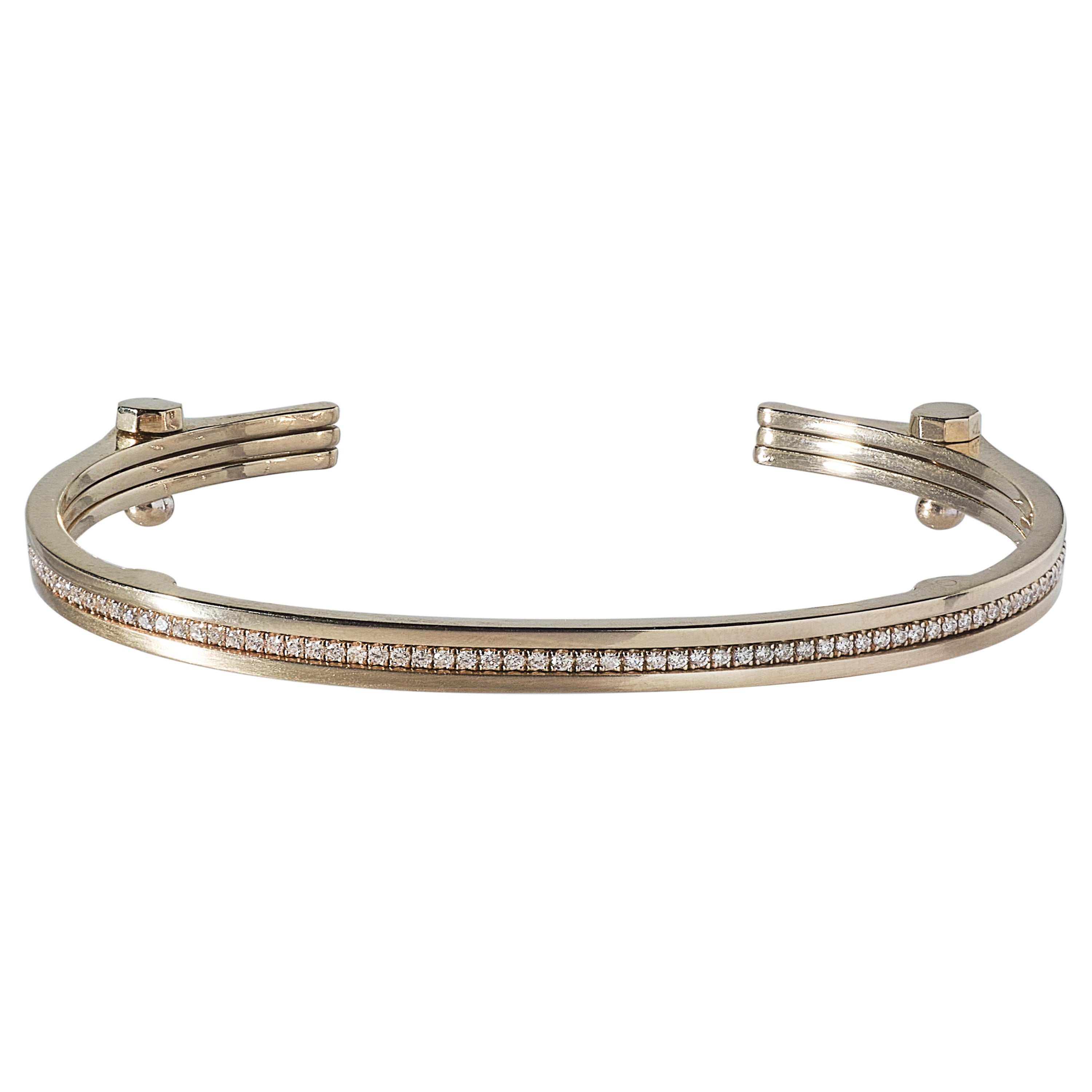 POLINA ELLIS Bracelet en or blanc brut 18 carats avec diamants blancs en vente