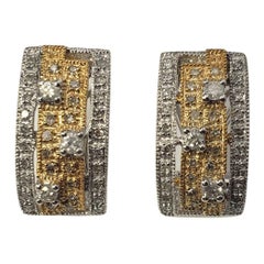 14 Karat Two Tone Gold and Diamond Earrings