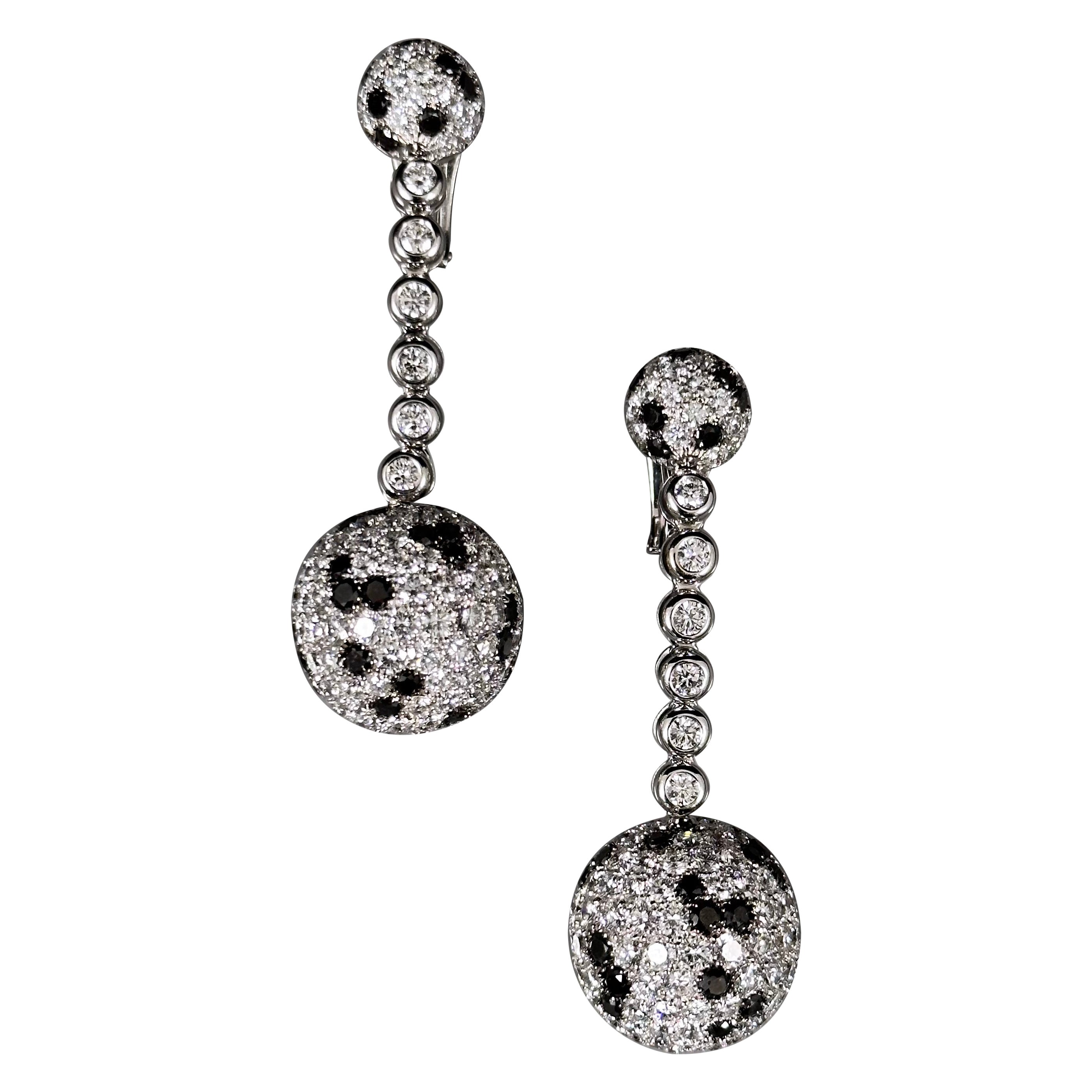 Pavé Diamond Gold Ball Drop Earrings at 1stDibs pave diamond ball
