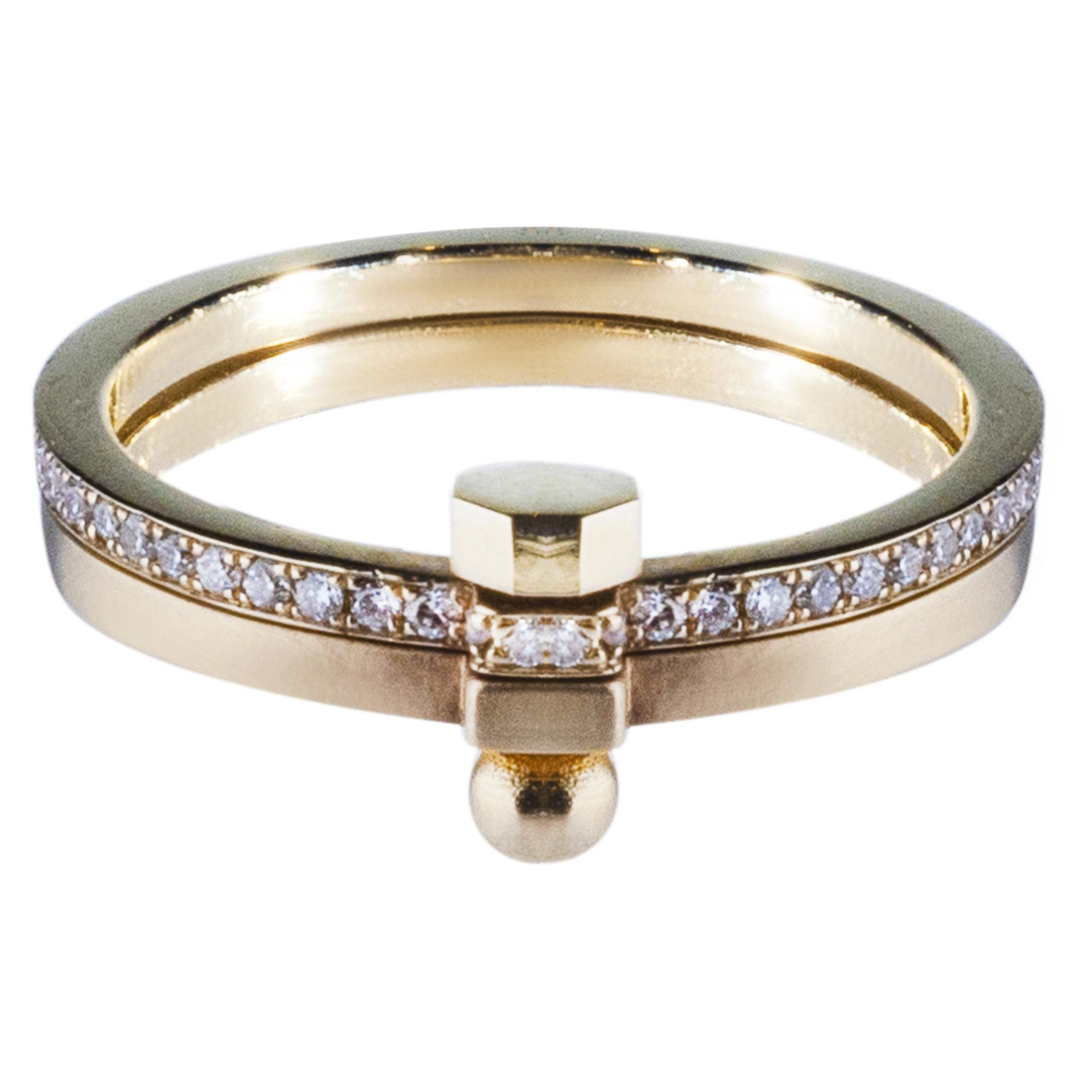 POLINA ELLIS Ring aus 18 Karat Roh-Weißgold mit weißen Diamanten im Angebot