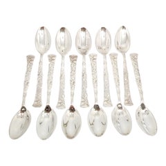 Set of 11 Tiffany & Co Gourd Squash Vine Sterling Silver Teaspoons with Monogram