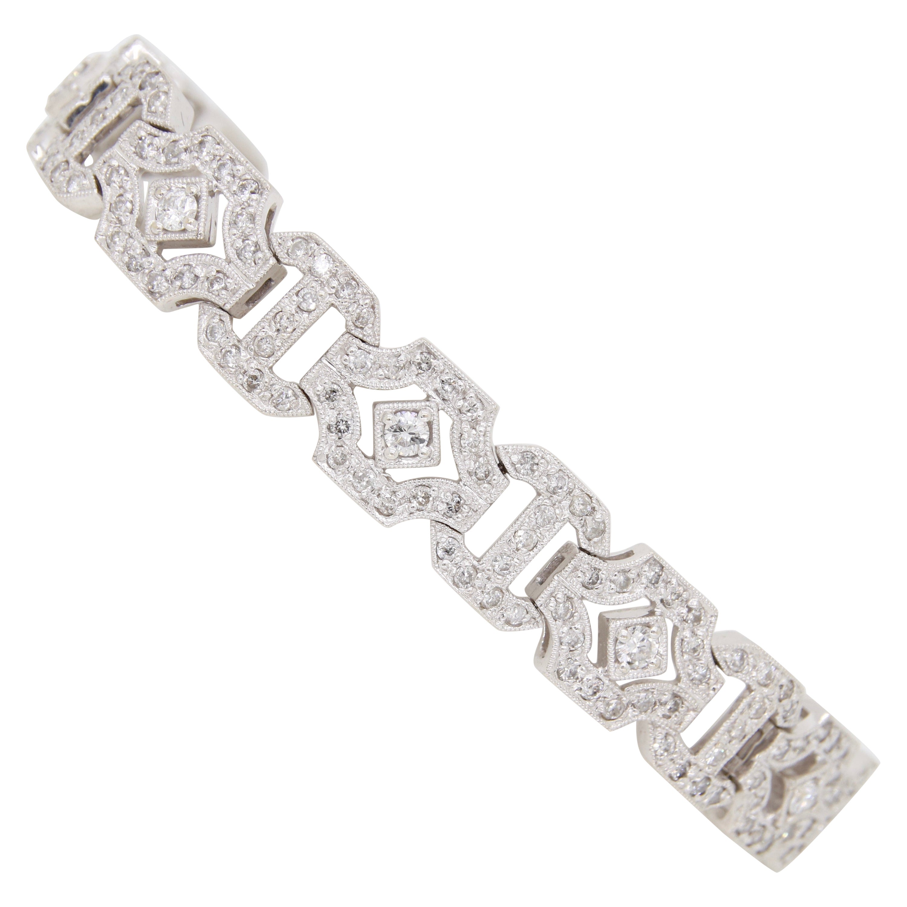 Bracelet de diamants de style Art déco de 3,85 carats
