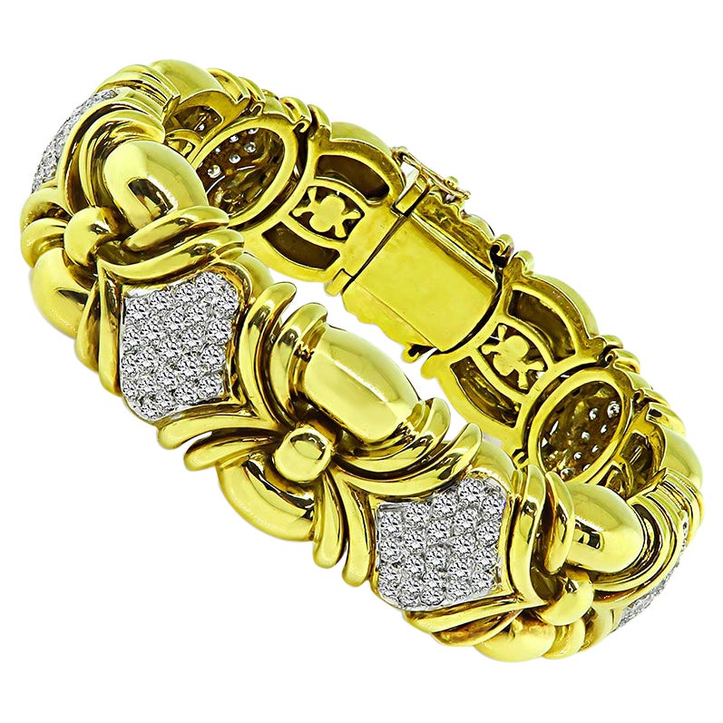 6.00ct Diamond Yellow Gold Bracelet For Sale