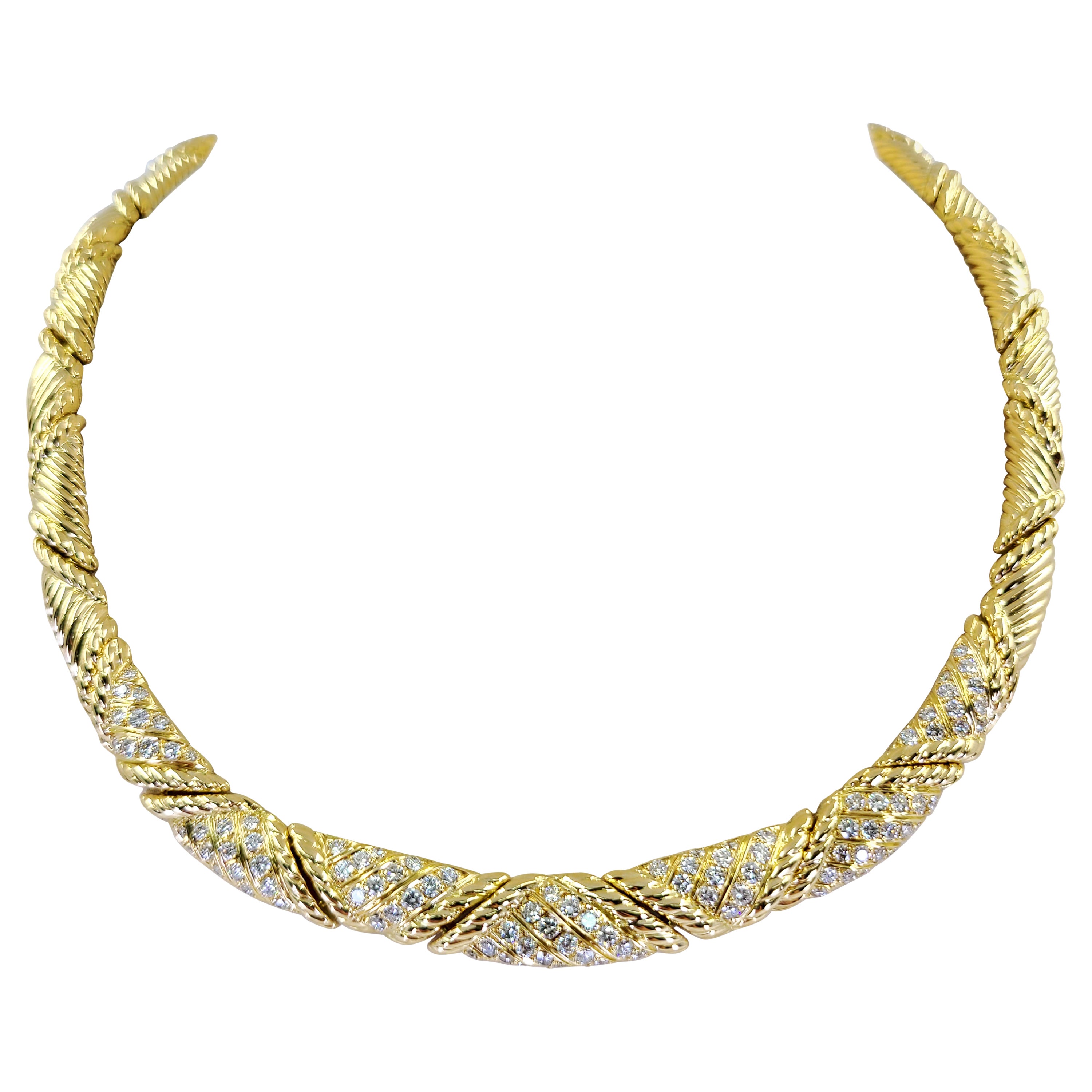 Yellow Gold and Diamond Collar Link Necklace