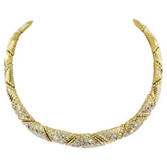 Yellow Gold and Diamond Collar Link Necklace