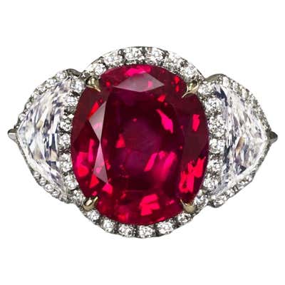 Emilio Jewelry 10 Carat Certified No Heat Burmese Ruby Brooch For Sale ...