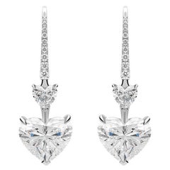 GIA Certified 7.0 Carat Heart Shape Diamond Drop Earrings