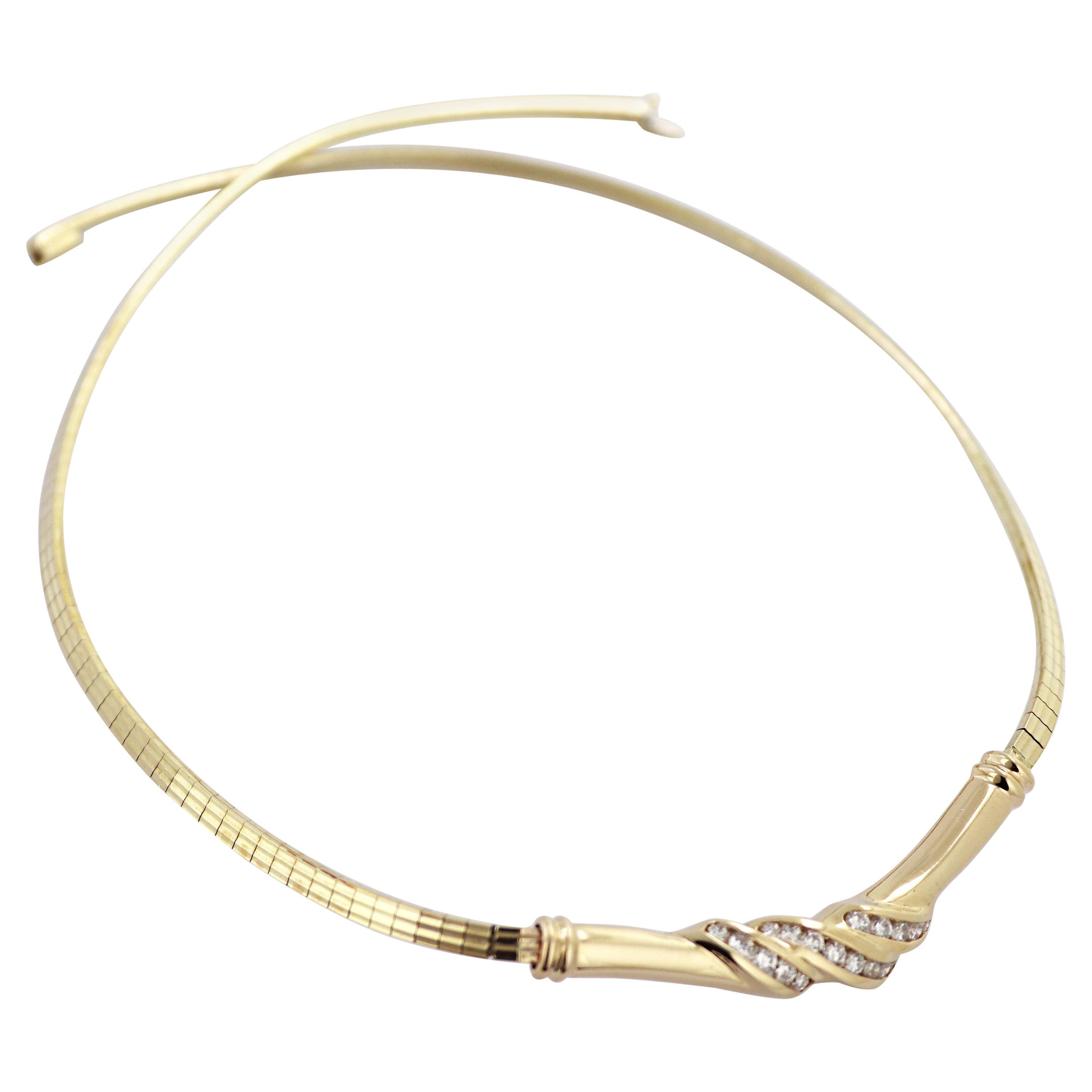 Diamond, 14K Yellow Gold Necklace For Sale