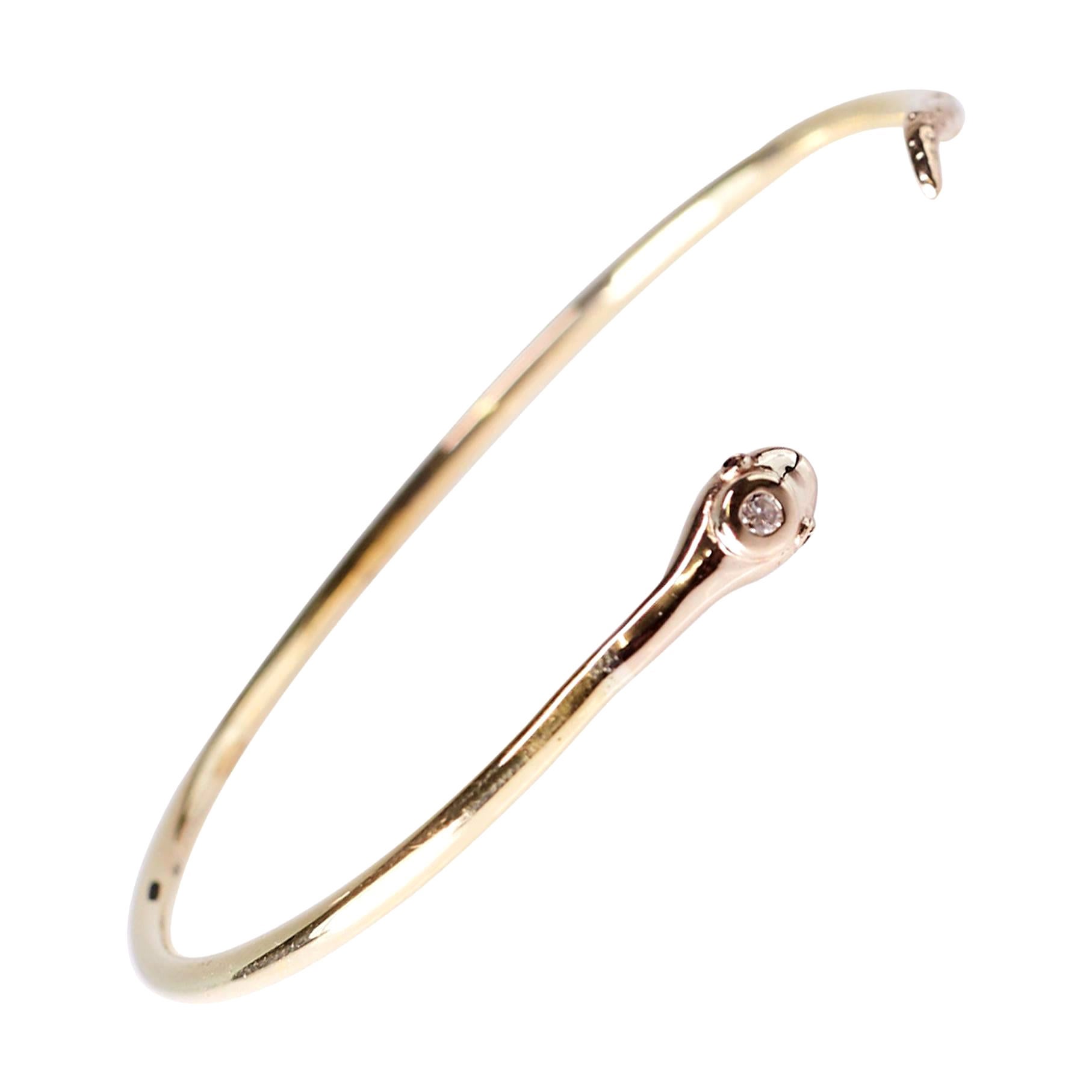Armreif mit weißem Diamant-Rubin-Schlangenarmband aus Gold Vermeil J Dauphin im Angebot