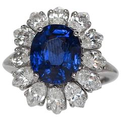 1950s 4.40 Carat AGL Cert Burma No Heat Sapphire Diamond Platinum Ring 12