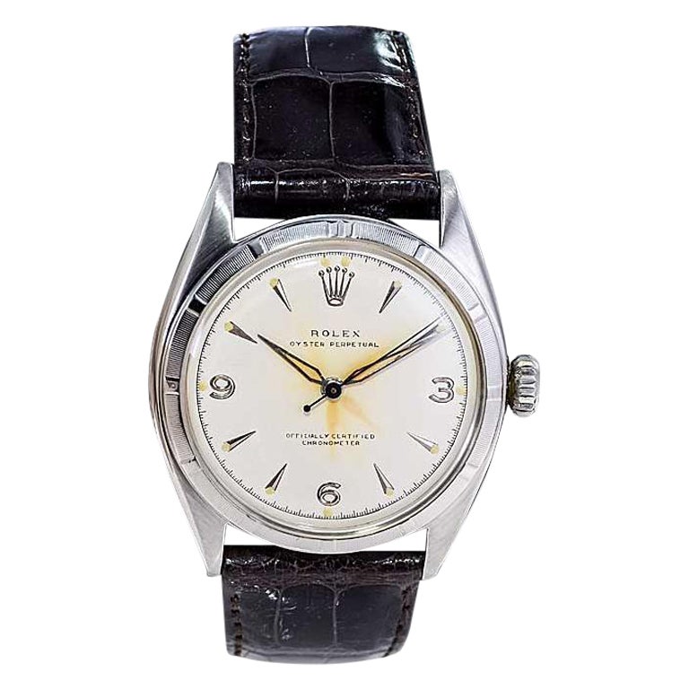 Rolex Steel Oyster Perpetual with Restored and Patinated Dial 1953 For Sale