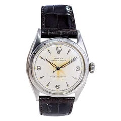 Rolex Stahl Oyster Perpetual mit restauriertem und patiniertem Zifferblatt aus Stahl 1953