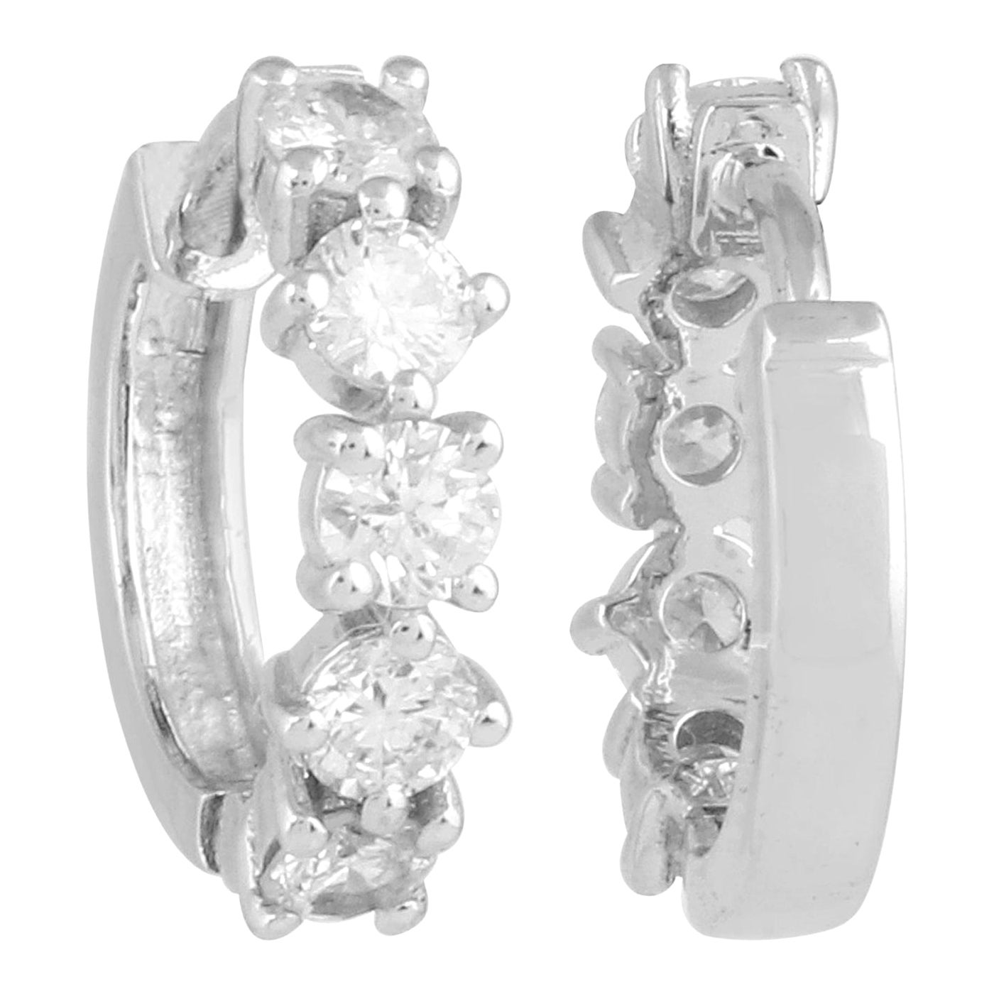 1 Carat SI Clarity HI Color Diamond Hoop Earrings 18 Karat White Gold Jewelry For Sale