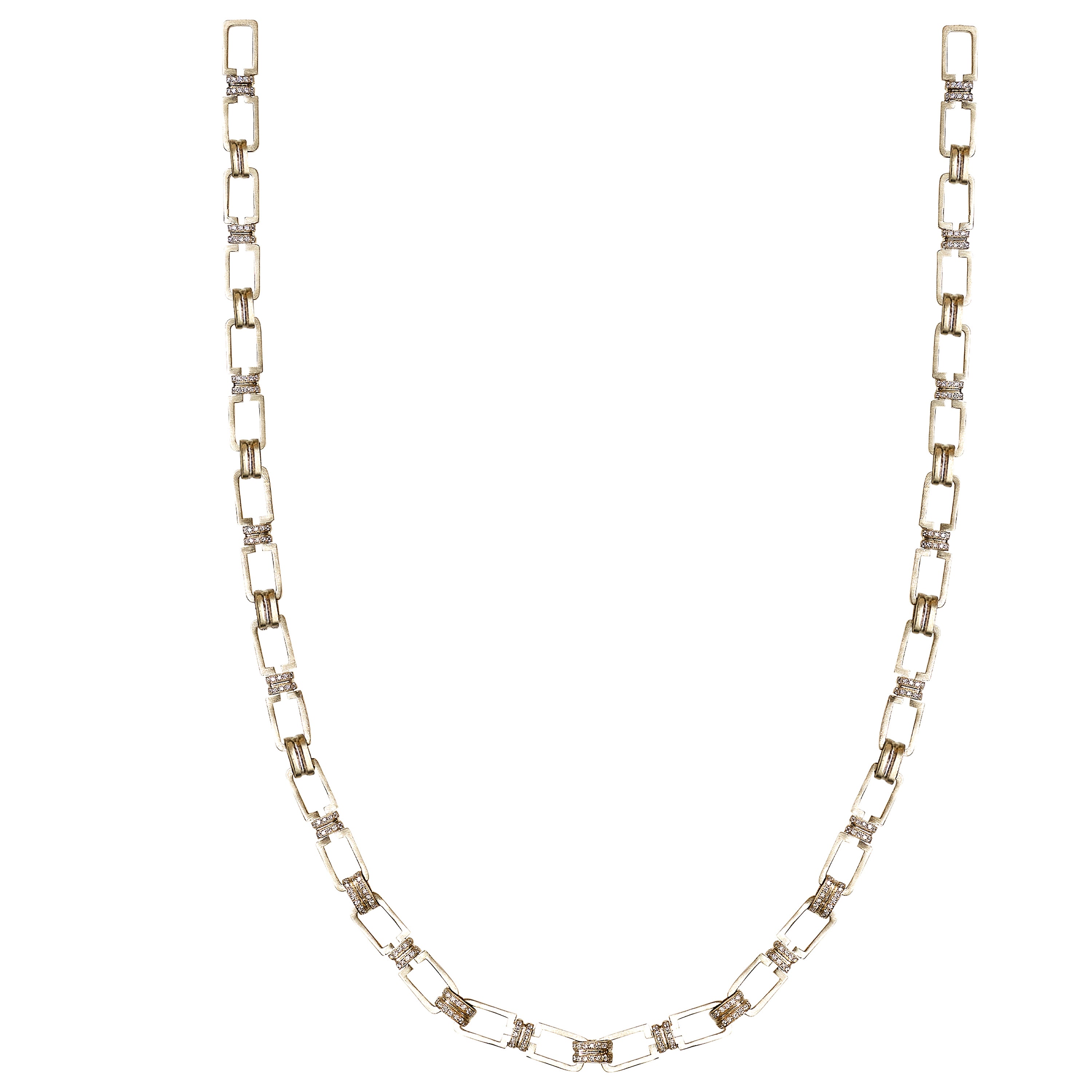 POLINA ELLIS Halskette aus 18 Karat Rohweißgold mit weißen Diamanten