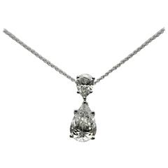 .54 Carat and 1.95 Carat GIA Cert Pear Shaped Diamonds Gold Pendant .54 Carat and 1.95 Carat GIA Cert Pear Shaped Diamonds Gold Pendant